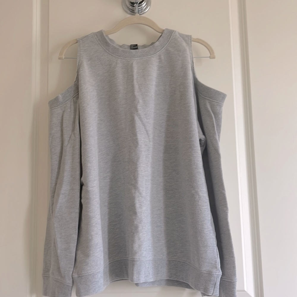 Light Grey Cold Shoulder Oversized Sweater